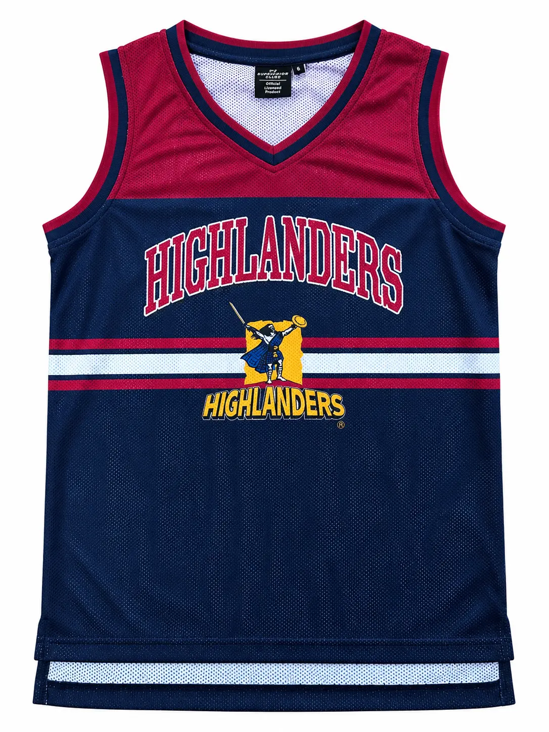Highlanders navy and maroon basketball jersey