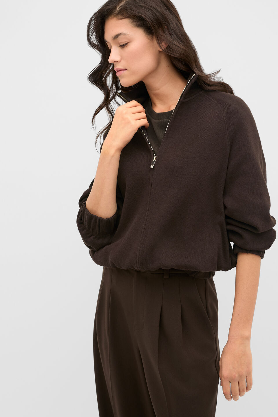 Coffee quarter-zip sweatshirt