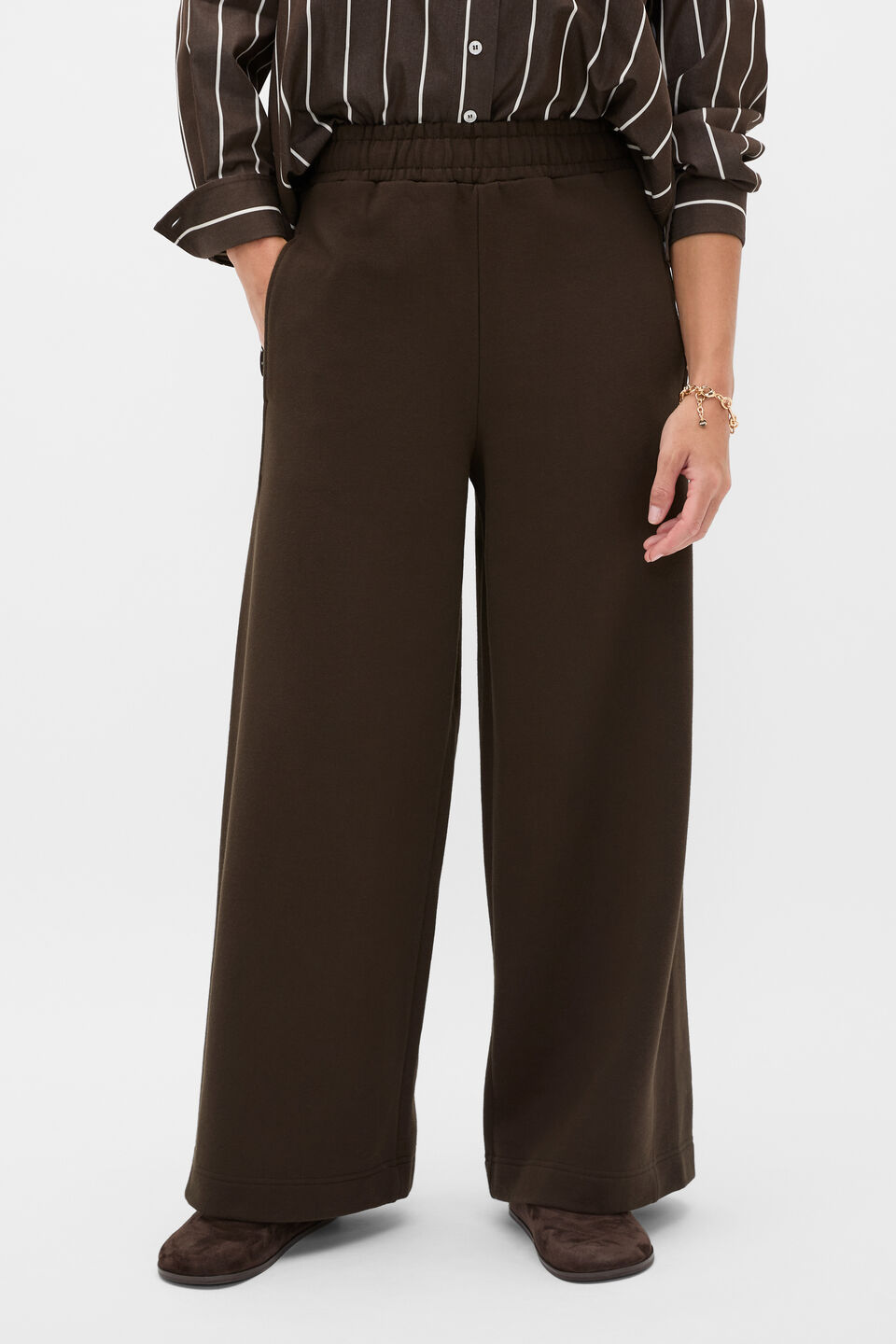 Coffee wide-leg trouser