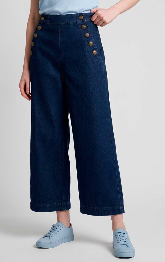 Wide-leg denim culotte