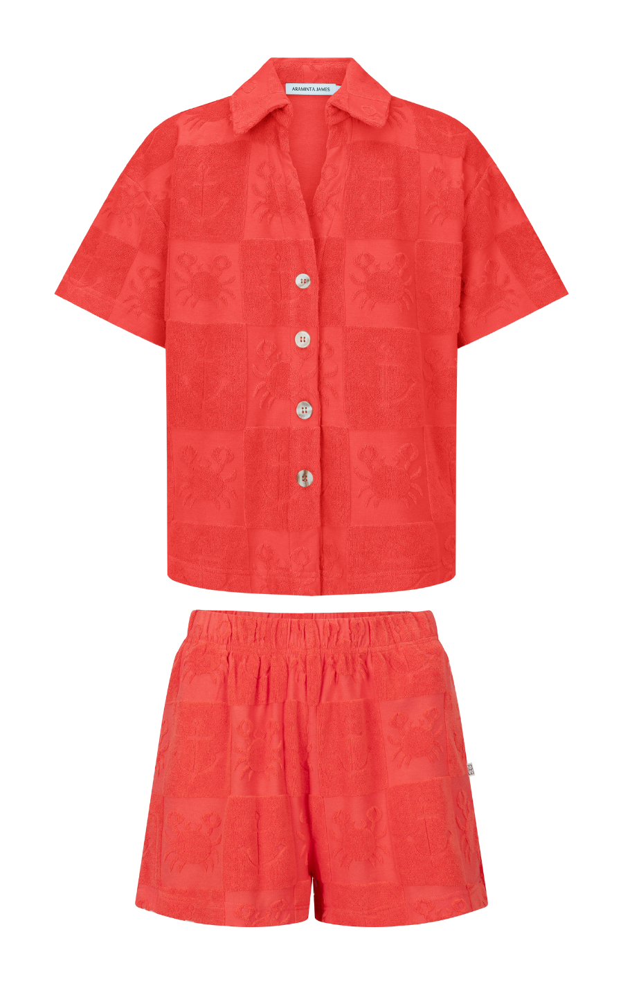 Red shirt and short set