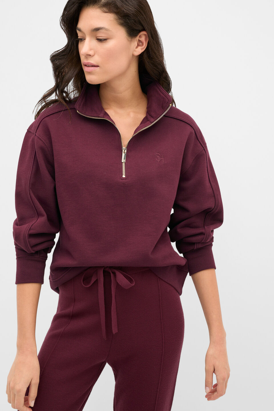 Plum quarter-zip sweatshirt