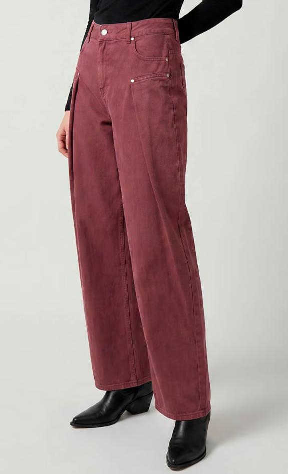 Pleated denim trouser