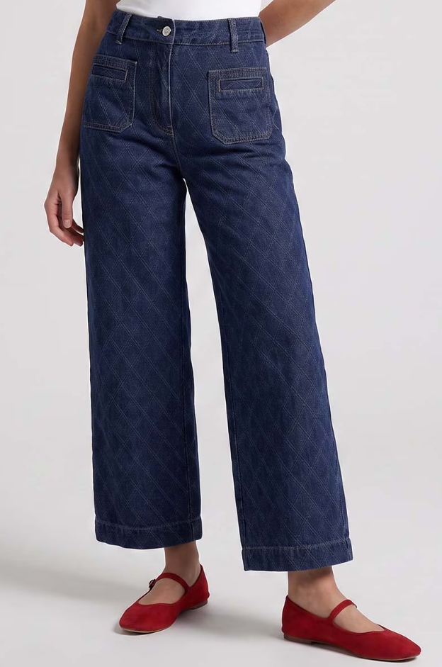 Jacquard wide-leg jean