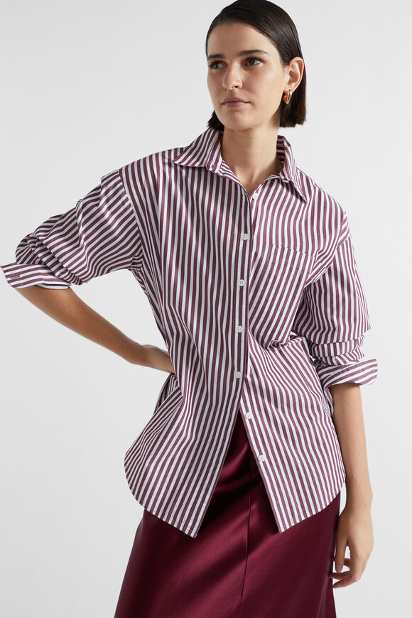 Burgundy striped shirt